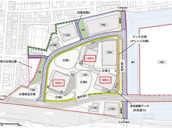 高さ150m、165m、180m「東高島駅北地区」の景観審査部会の資料が公開！横浜駅の隣駅が最寄りのトリプルタワマン計画