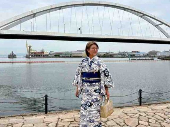 自分で仕立てた浴衣を初おろし
