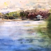 久々に山田池公園スケッチ🎨 : 水彩的生活KUROKAWAの透明水彩画