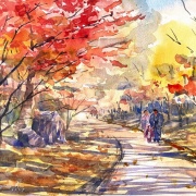 11月29日山田池公園（枚方市）の”もみじ谷🍂”でスケッチ☆彡