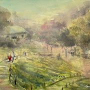 ネモフィラの青い絨毯（鶴見緑地風車の丘）