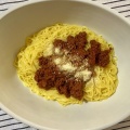 大豆アレルギーでも安心。お米の代替ミートを使ったミートソース×とうもろこし麺のグルテンフリーパスタ。