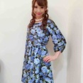 ☆Sale70％OFF★フェリエワンピ★バロックレッドローズ柄ブルー、40サイズが残り3枚☆