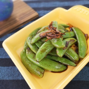茹でずに焼いて♪スナップえんどうの生姜醤油炒め