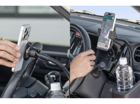 スマホもドリンクも置ける！フレキシブルアームで好きな位置に調整できる車載スマホホルダー