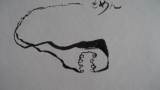 昼間っから筆ペンで妖怪絵を描くわ