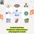 Facebook、Mytel・インワ銀行・ミャワディ銀行を含む合計270のアカウントを削除
