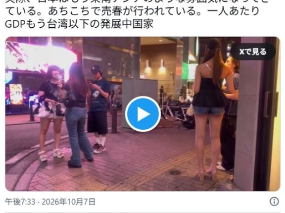 【動画】台湾人「日本はもう実際東南アジアみたいな発展途上国の雰囲気が出てきてる」