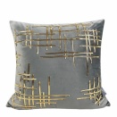 金色のアーティスティック線の灰色クッションカバー