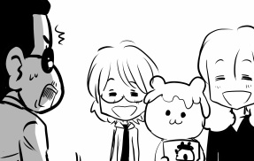 【THEALFEE】『アルフィーの営業部長桜井さんのライバル現る！秩父のポテくま君が見せた物にびっくり！★となりのかわいい高見沢君」アルフィー漫画イラストマンガ