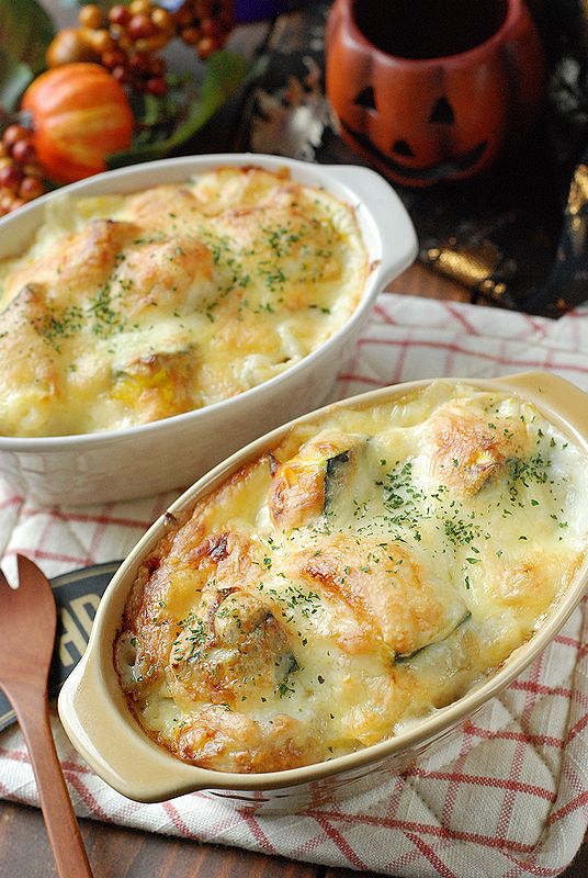 ハロウィンにおすすめ♪簡単！チキンとかぼちゃのグラタン