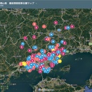 岡山県内磐座位置（駐車位置）プロット図