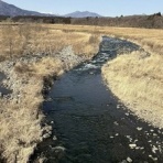 那珂川...清流の案山子