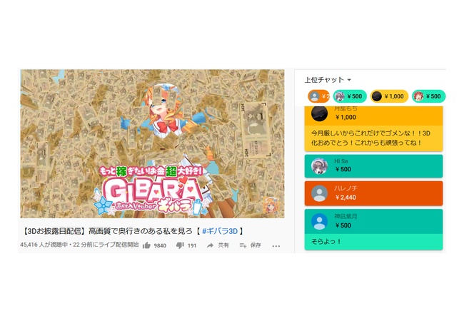 【朗報】VTuberギバラさんが凄い！！配信1時間でスパチャ400万円達成ｗｗｗｗｗｗｗｗｗｗ