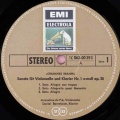 デュ・プレ、バレンボイムのブラームス/チェロソナタ第1、2番 DE EMI 1C 063-00 394 STEREO