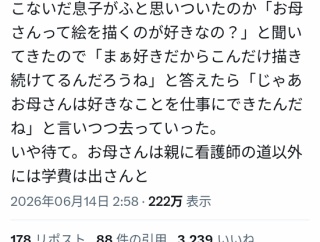 【画像】息子「お母さんは好きなことを仕事にできたんだね」母「……いや待て」