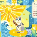 2026年６月カレンダー壁紙   夏至の日に！タコを食べる？？