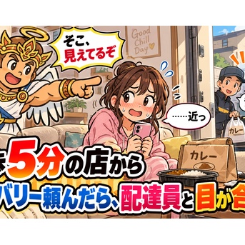 徒歩5分の店からデリバリー頼んだら、配達員と目が合った