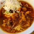 めん処いしがみ【牛ホルモンピリ辛煮込み添え すたみなラーメン】＠静岡市駿河区大和一丁目