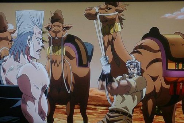 ジョジョ第18話 太陽戦で1話 ラクダ乗り方講座 ポルナレフの髪型 芝生速報www