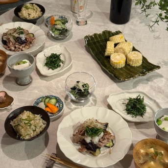 豚こまと茄子炒めのおろしポン酢の夜ごはん