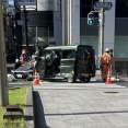 【現場の状況】#交通情報 長堀通り 西行き 大阪市中央区東心斎橋１丁目 三休橋交差点付近 車線塞ぐ衝突横転転覆事故で規制渋滞7月9日 #大阪 #心斎橋