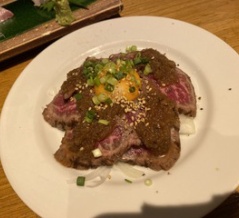 ぎんぎょ伍式で枝豆串カツと牛たん煮込み