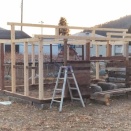 温室づくり(その7) 軸組み構造の建て込み