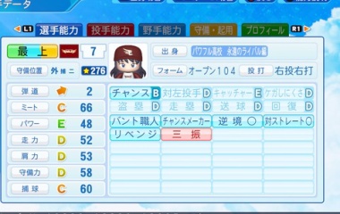 『最上　静香　パワプロ2022版』の画像
