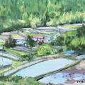 山梨車中泊棚田スケッチ旅・平林の棚田（油彩）