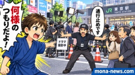 【マスゴミ】地下鉄入り口にテレビスタッフがたむろっていて邪魔なので「道路使用許可取ったの？」と注意したら「撮影はもう終わった。警察に通報すれば良い」と逆ギレされた