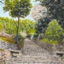 2026-04A「安土城跡 大手道＜近江八幡市＞」(F4 水彩画)