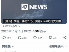 【速報】減税に代わり国民1人8万円支給案が急浮上！！！