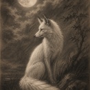 月夜にたたずむ白狐