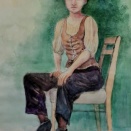 赤い帽子のモデルさん