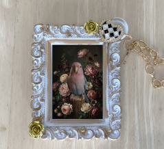 アキクサインコの花の油絵風アートバッグチャームができました！