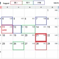 ＮＹ８月変化日予想カレンダー