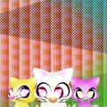 ３匹のカラフルキャット