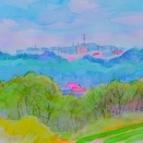 町田・七国山から玉川学園方向をスケッチ