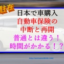 【元海外駐在】日本で車を再購入。保険の中断と再開の注意点。時間がかかる？