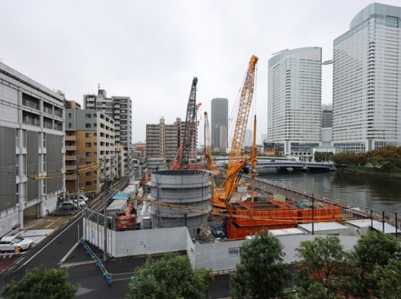 地上29階「パークタワー勝どきイースト」の建設状況！朝潮運河沿いの板状タワマン（2026.9.19）