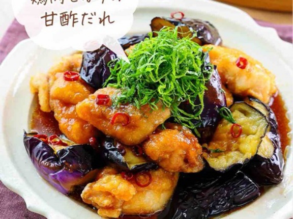 ♡じゅわっとしみうま！鶏肉となすの甘酢だれ♡【#簡単レシピ #時短 #節約 #揚げ焼き #作りおき 】