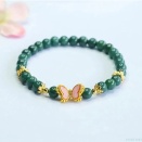 翡翠ブレスレット 天然石ひすい6mm 蝶モチーフ レディース用 幸運パワーストーン