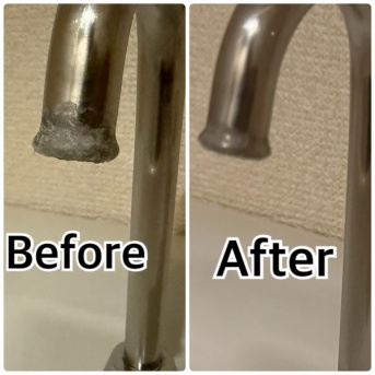 トイレ手洗いタンクの蛇口の水垢掃除