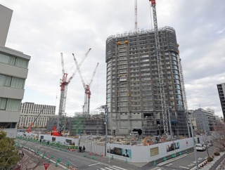 地上50階ツインタワマン「ザ・パークハウス 武蔵小杉タワーズ」の建設状況（2026.3.7）