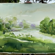 透明水彩スケッチ「真夏のランニング」＆久々の人物画展観賞（櫻田一郎