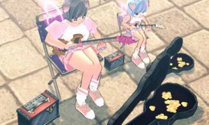 路上ライブ用の簡易イス、ギターアンプがついているも無音