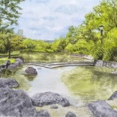 2026-10A「中村公園 関白池＜名古屋市＞」(F4 水彩画)