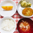 今日の給食（夏見台幼稚園・保育園）2026.7.6　チーズハンバーグ