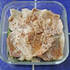 レンジで重ねて簡単ヘルシー！夏野菜と豚肉の重ね蒸し♪ごまみそだれ